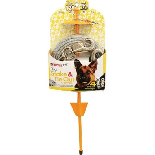 Boss Pet, Boss Pet Tie-Out/Dome Stake Combo, 30 FT
