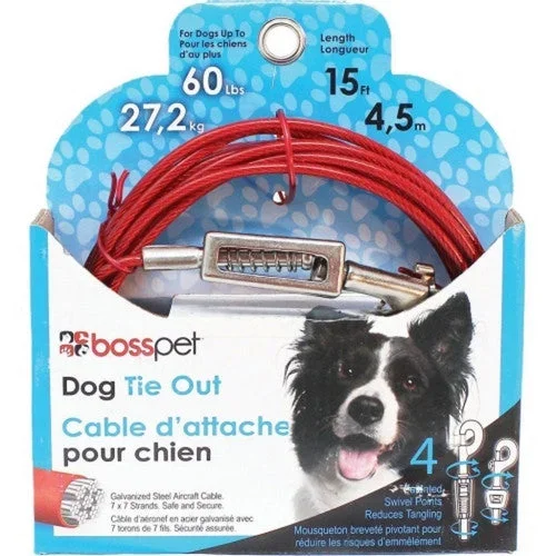 Boss Pet, Boss Pet Tie-Out W/ Spring, 15 FT