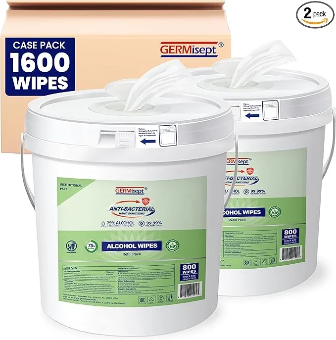 [Bulk 1600-Count] Hand Sanitizing Wipes – With Bucket Dispenser | 800 Count (Pack of 2) Keeping It Clean – 75% Alcohol Wipes In Easy Dispensing – Enriched With Aloe Vera Disposable Wipes