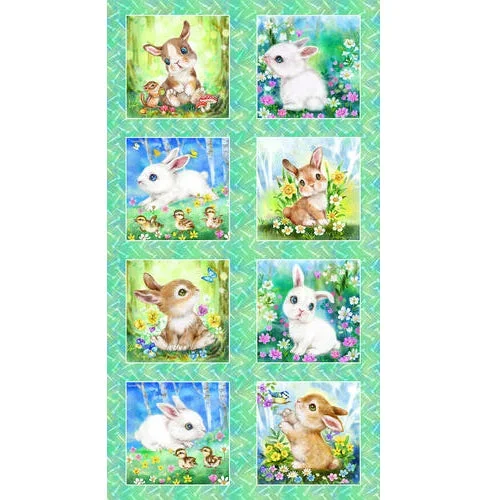 Bunny Meadows Cotton Fabric Panel 5544- 5545