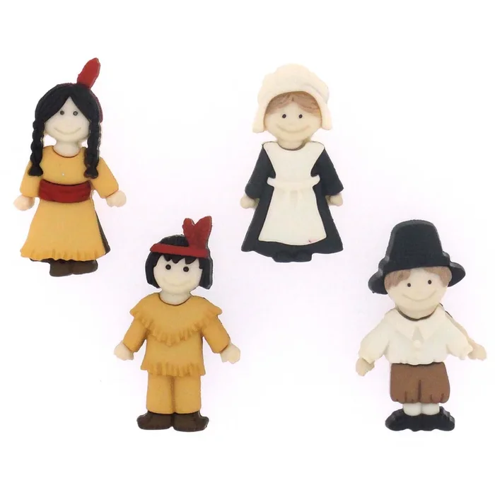 Buttons Pilgrims & Indians 7593