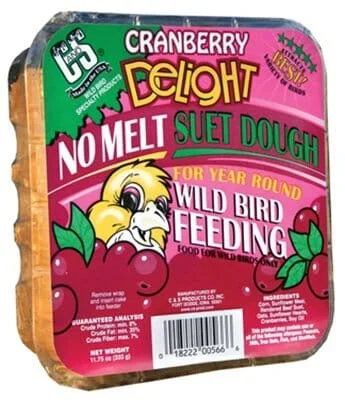 C&S Delight No Melt Suet Dough Wild Bird Food – Cranberry – 11.75 Oz