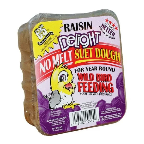 C&S Delight No Melt Suet Dough Wild Bird Food – Raisin – 11.75 Oz