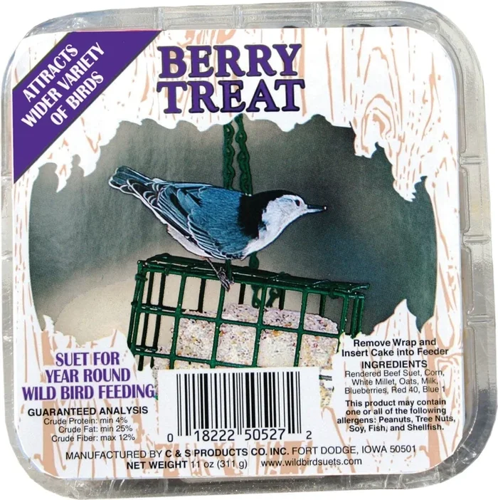 C&S Pictorial Label Suet Cakes Wild Bird Food – Berry – 11 Oz – 12 Pack