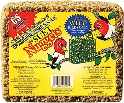C&S Woodpecker Snak with Suet Nuggets Wild Bird Food – Peanut – 2.4 Lbs