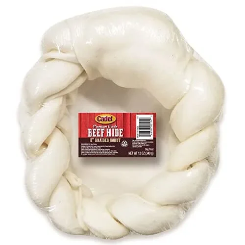 Cadet Gourmet Braided Rawhide Donut Natural Dog Chews – Natural – 8 In