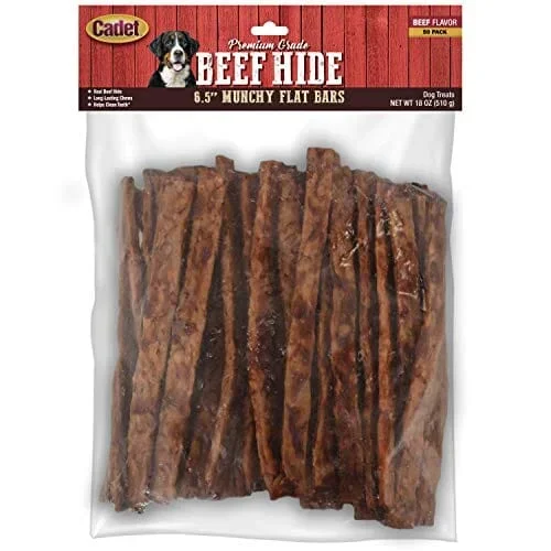 Cadet Gourmet Munchy Rawhide Strips Natural Dog Chews – 6.5 In – 50 Pack