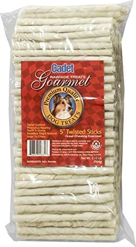Cadet Gourmet Twisted Rawhide Sticks Natural Dog Chews – Natural – 5 In – 2.12 Lbs