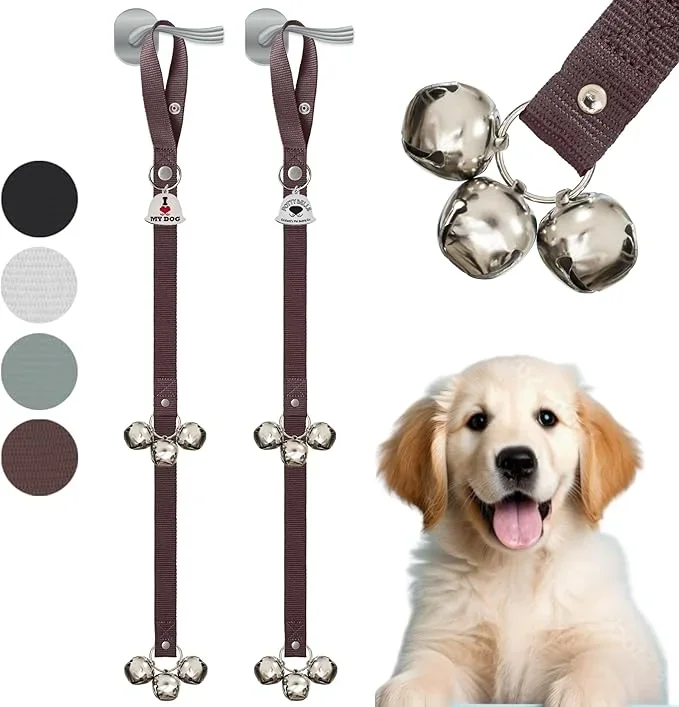 Caldwell’s Pet Supply Co. Dog Potty Bells, Dog Door Bell, Bells To Go Outside, Potty Training Bell, Dogs Doorbell, Dogs Potty Doorbell, Ring To Go Pee, All Breed Puppy Training Tool – Brown (Set of 2)