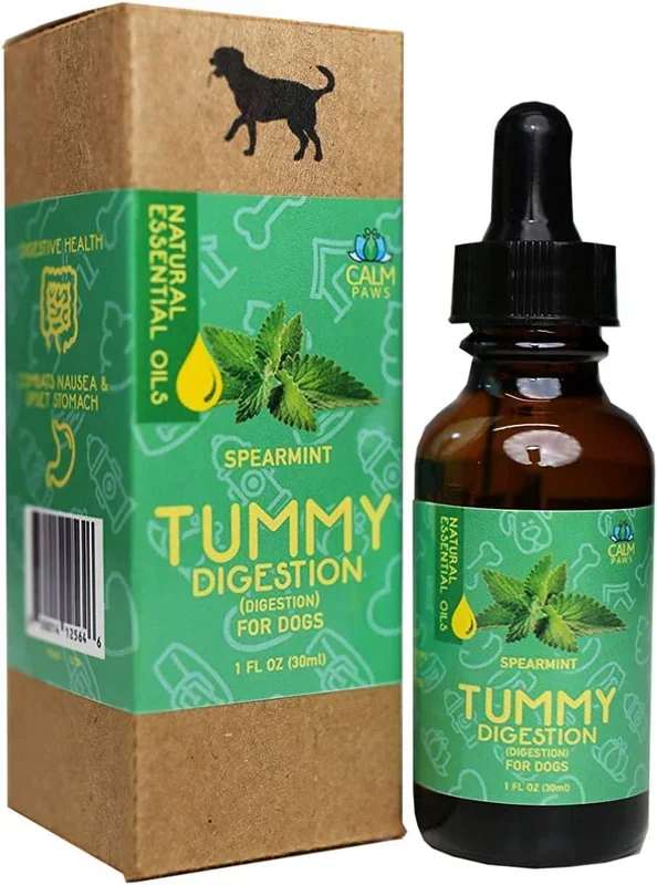 Calm Paws Essential Oil Tummy Digestion Supplements for Dogs – Spearmint – 1 Oz