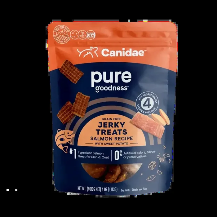 CANIDAE PURE Salmon Jerky w/Sweet Potato Dog Treats 4 oz