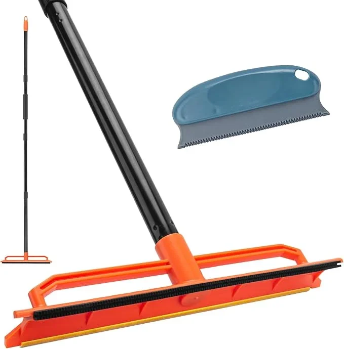 Carpet Rake, Pet Hair Removal Tool for Dog and Cat, 56” Long Handle Rug Scraper for Stair Carpets, Mats, Couch