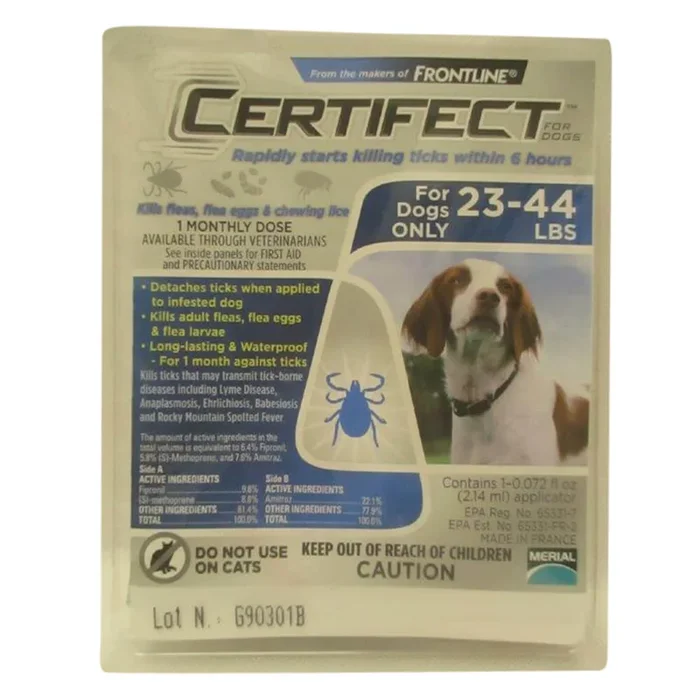 Certifect contra pulgas y garrapatas para perros