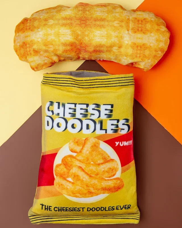 Cheese Doodles Crinkle + Squeak Dog Toy