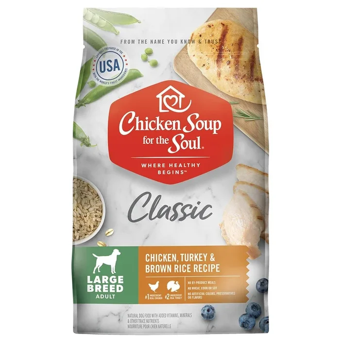 Chicken Soup for the Soul Large-Breed Adult Chicken Turkey and Brown Rice Dry Dog Food – 13.5 Lbs