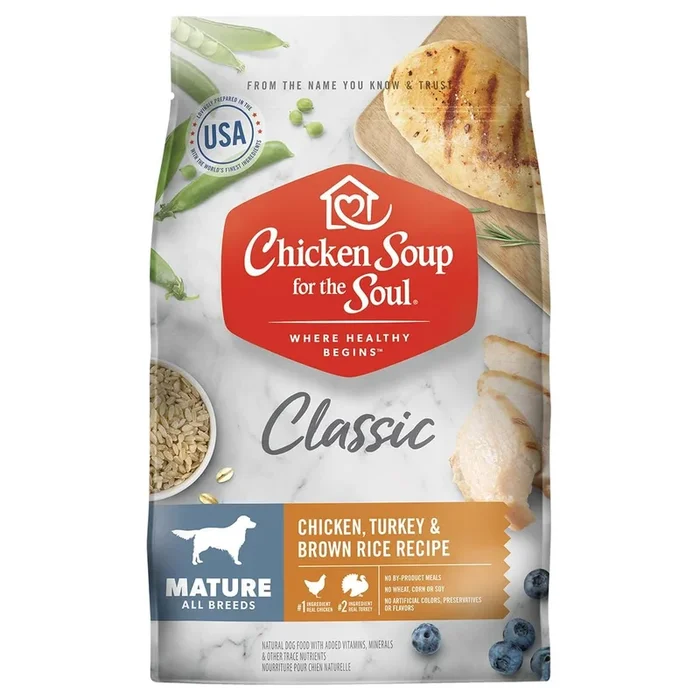 Chicken Soup for the Soul Mature Care Chicken Turkey and Brown Rice Dry Dog Food – 13.5 Lbs