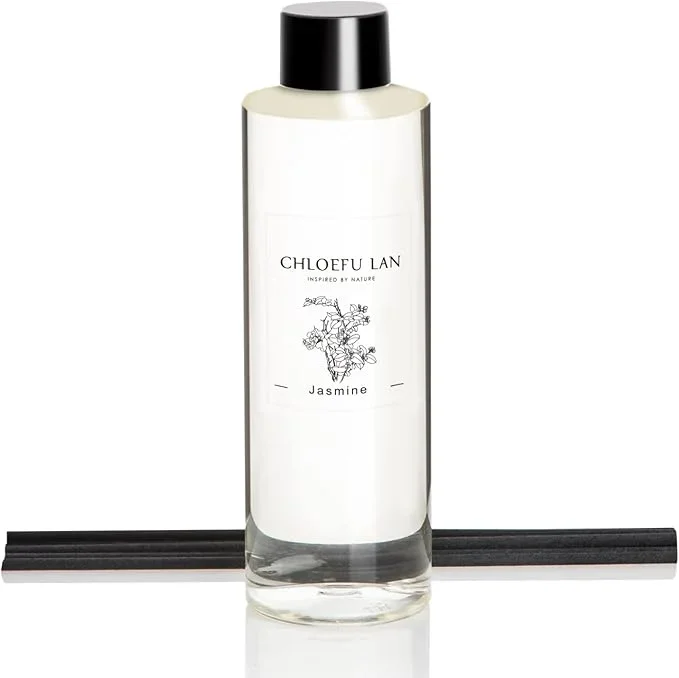 Chloefu LAN Jasmine Reéd Diffuser Refill Natural Essential Jasmine Oil 200ml/6.76 fl oz, Home & Office Decor Aromatherapy Diffuser Oil Gift Set