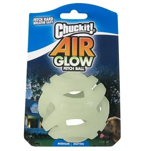 Chuckit! Max Air Glow-in-the-Dark Rubber Fetch Ball Dog Toy – Medium