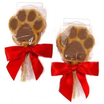 Claudia’s Canine Bakery Peanut Butter and Carob Paw Print Suckers Dog Biscuits – 2.5 Oz – 10 Pack