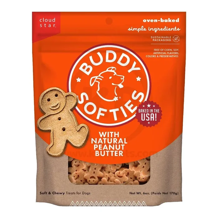 Cloud Star Buddy Biscuits Softies Dog Treats with Natural Peanut Butter 6-oz
