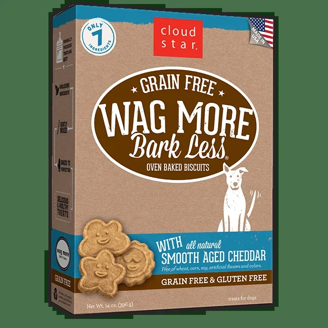 Cloud Star Wag More Bark Less Oven Baked Gain Free Smooth Aged Cheddar Dog Treats