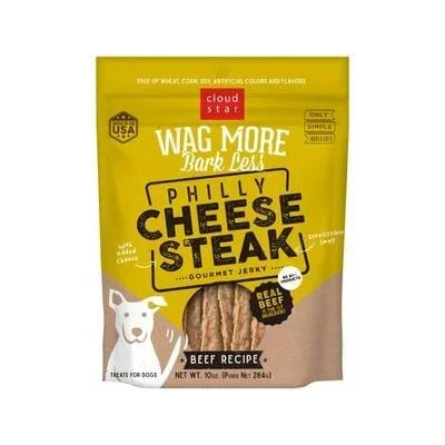 Cloudstar Wag More Bark Less Philly Cheesesteak Beef Recipe Jerky Dog Treats – 10 Oz