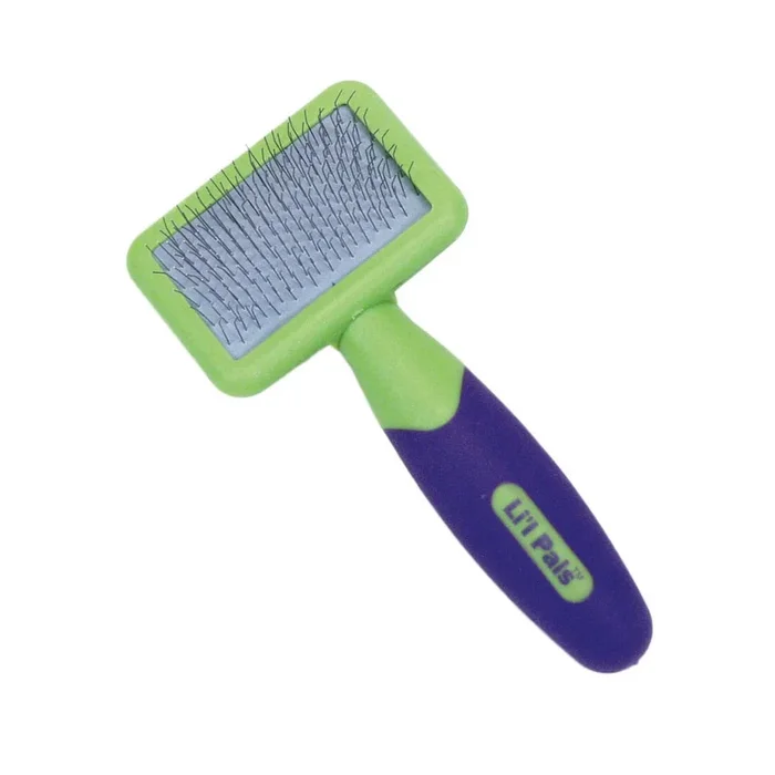 Coastal Lil’ Pals Kitten Cat Slicker Brush with Coated Tips – Green/Purple