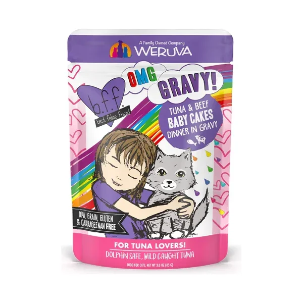 Comida húmeda para gatos Weruva en bolsita BFF OMG Baby Cakes Cena de atún y carne en salsa