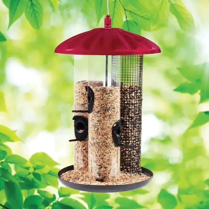 Crimson Triple Tube Feeder