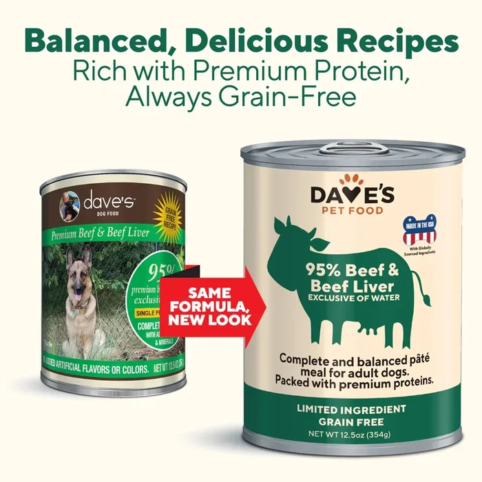 Dave’s 95% Premium Meats™ Beef & Beef Liver For Dogs (12.5oz)