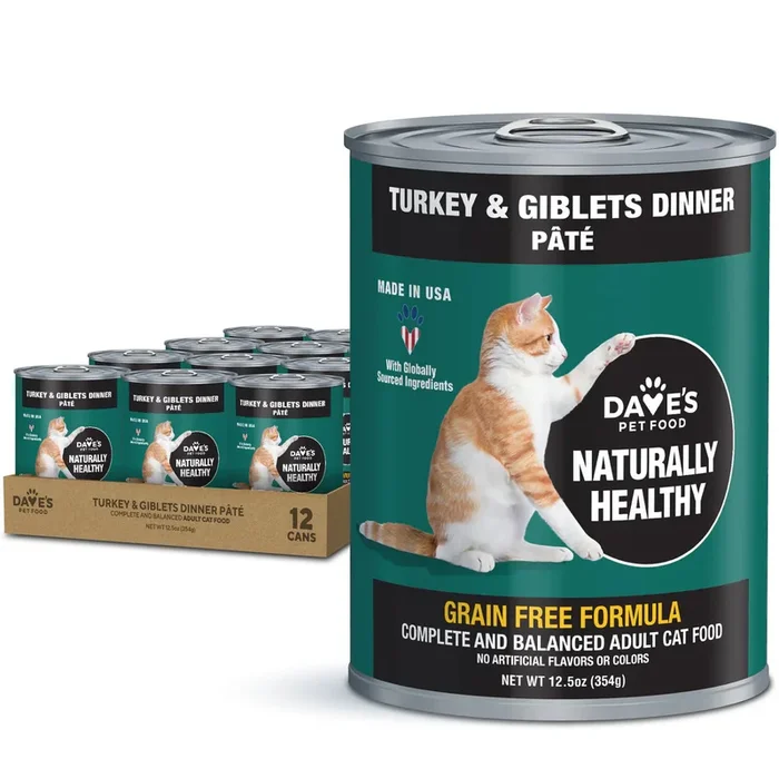 Dave’s Naturally Healthy Turkey & Giblets Dinner Paté Wet Cat Food (12.5oz)