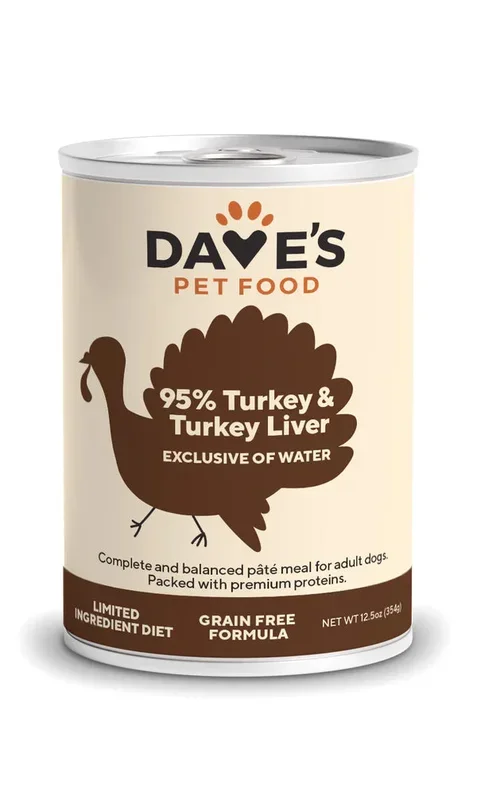 Dave’s Pet Food 95% Premium Wet Dog Food – Turkey – 13oz Can