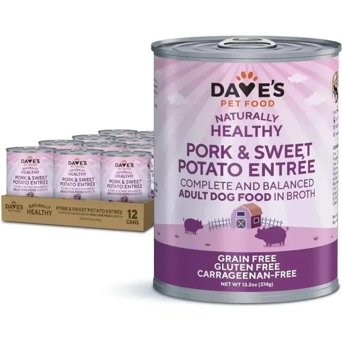Dave’s Pet Food Grain-Free Pork & Sweet Potato Entree Healthy Canned Dog Food 13oz/12ct