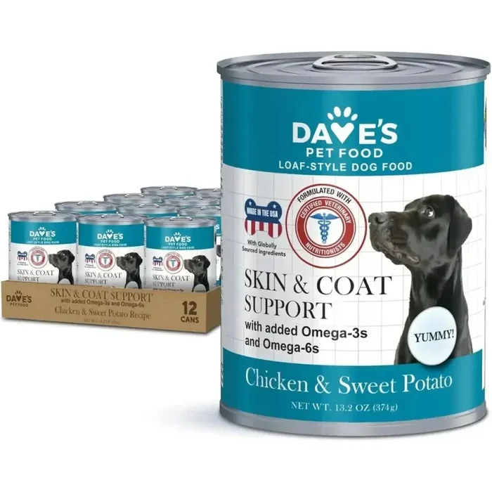Dave’s Pet Food Skin & Coat Support Chicken & Sweet Potato Recipe Pate Wet Dog Food 12ea/13 oz