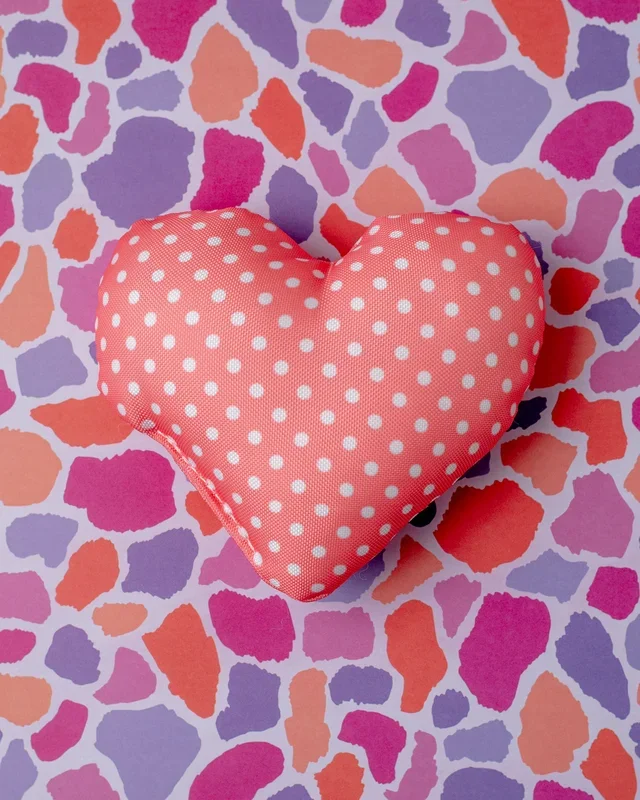 Dear & Dotty Heart-Shaped Dog Toys in Peach, Sunshine, or Lilac (Made in the USA)