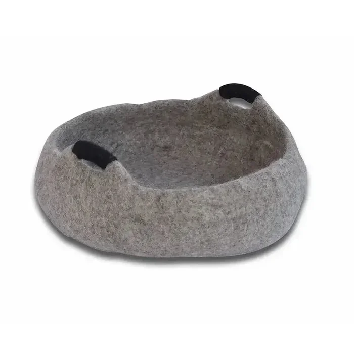 Dharma Dog Karma Cat Wool Pet Basket Handles Grey Medium Small Dogs & Cat Bed 20″