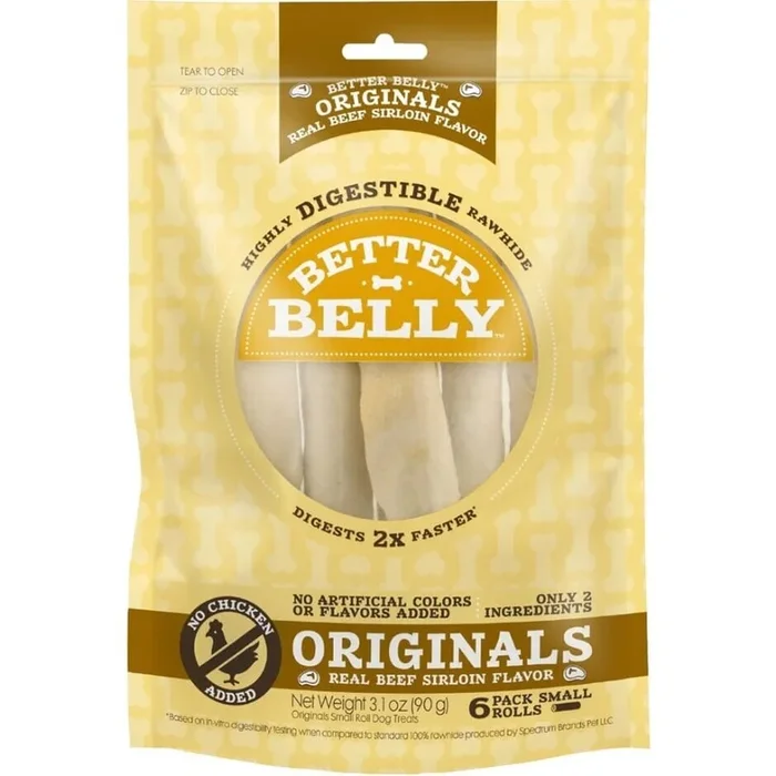 Dingo Better Belly Originals Rolls Natural Dog Chews – Beef Sirloin – Small – 6 Pack