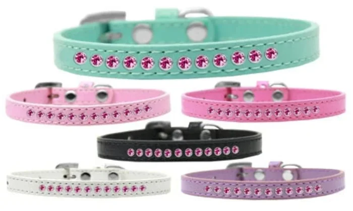 Dog, Puppy & Pet Fashion Collar, Bright Pink Crystal Rimsets Bright Pink 10