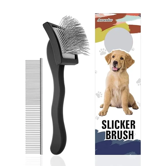 Dog Slicker Brush for Golden Doodle Grooming Kit – Dematting Brushes for Goldendoodles, Labradoodles, Poodles – Pet Hair Brush for Short & Medium Haired Dogs – Small (Black)