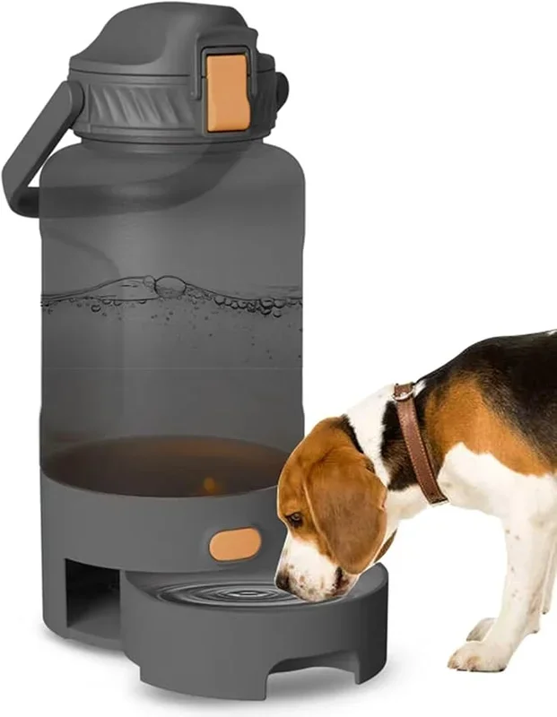 Dog Water Bottle Portable, 52oz Dog Travel Water Bottle, Portable Water Bowl for Dogs Camping Outdoor Walking Hiking (Gray)
