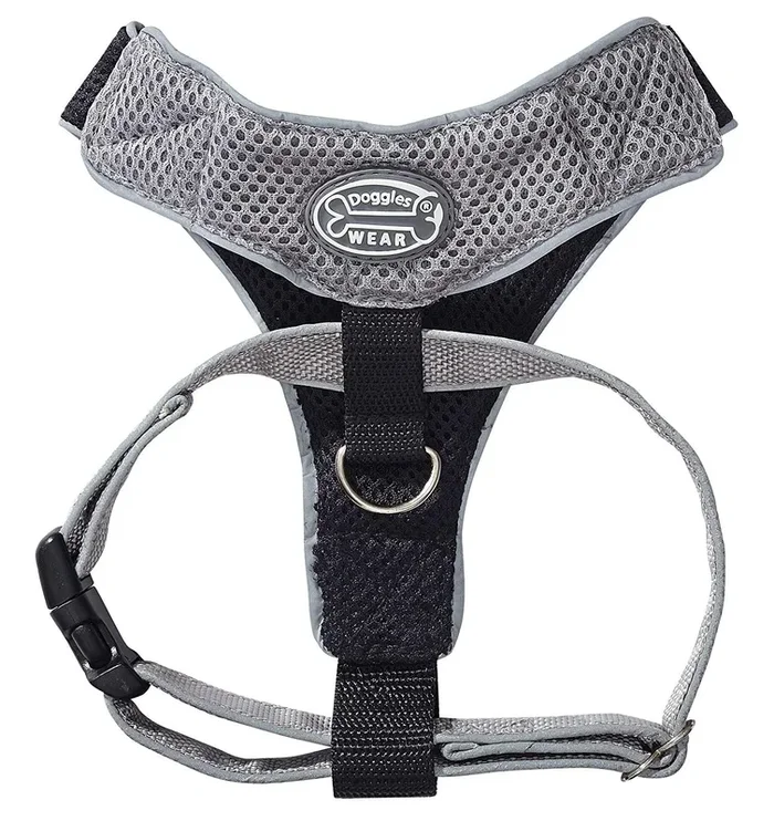 Doggles V Mesh Dog Harness, Gray/Black, Medium