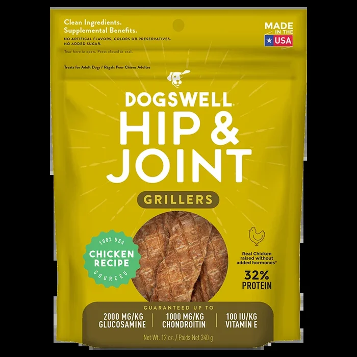 Dogswell Hip & Joint Grillers Dog Treats, Chicken Recipe, 12oz