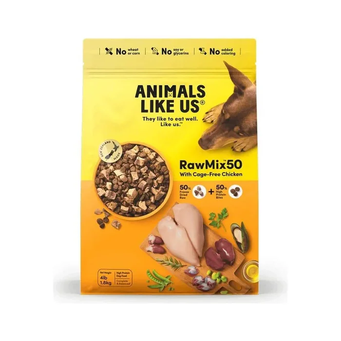 동물처럼 우리 냉동 건조 개밥 RawMix50, 우리 사육하지 않은 닭고기 포함