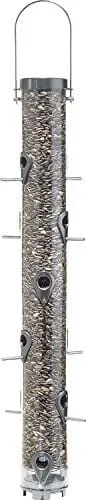 Droll Yankees Classic B-Series Sunflower Tube Type Feeder Mixed Seed – Silver – 4 Lbs Cap