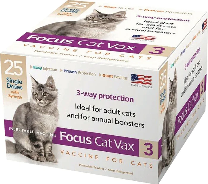 Durvet Focus Cat Vax 3 Vaccine with Syringe Cat Vaccines – 1 Dose