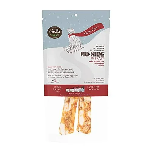 Earth Animal Dog Chews NO HIDE Feast – 11 Inches – 2 Pack