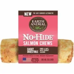 Earth Animal Dog Chews NO HIDE Salmon – 4 Inches – 24 Count