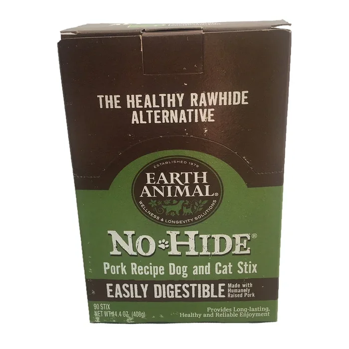 Earth Animal Dog Chews NO HIDE STIX Pork – 90 Count