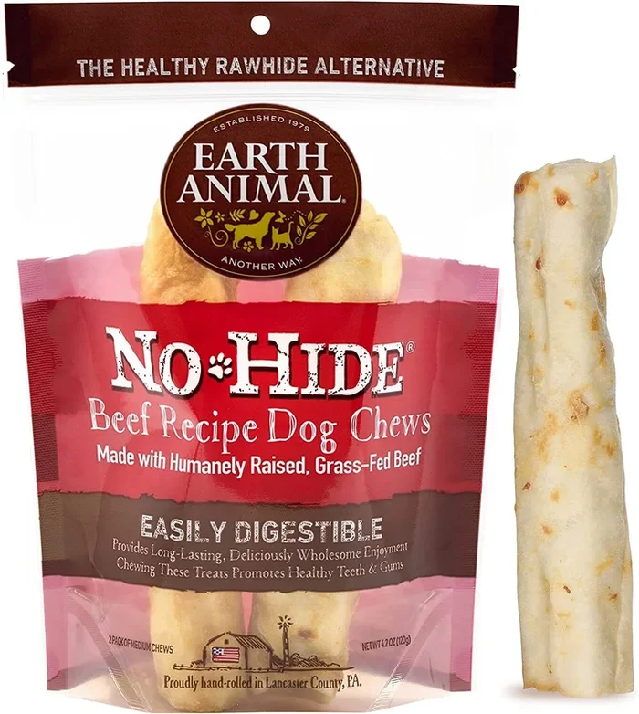 Earth Animal NO HIDE NO MEAT Beef Dog Chews – 7 Inches – 24 Count