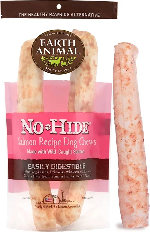 Earth Animal NO HIDE Salmon Dog Chews – 11 Inches – 2 Pack